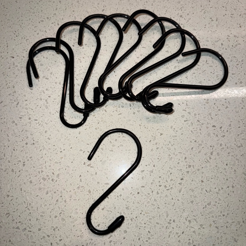 Black S-Shaped Hooks for closet organization - Package of 20